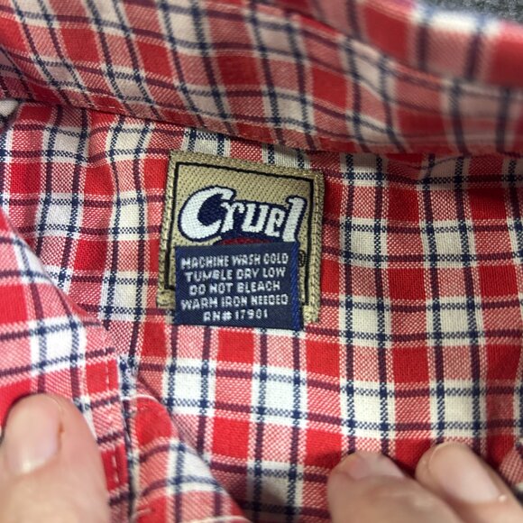 Vintage Cruel Girl Women's Size S Blue Red Plaid Long Sleeve Button Down Shirt‎ - Picture 2 of 11
